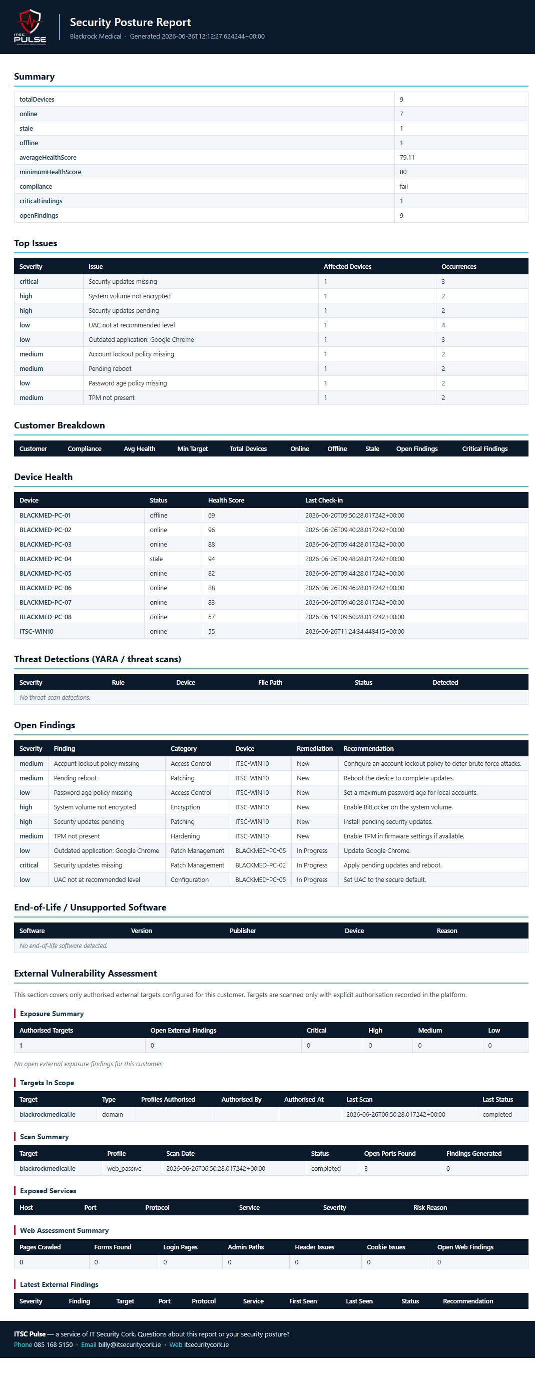 ITSC Pulse security posture report example